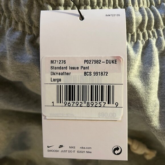 Nike Duke Dri-Fit Men's Gray Lightweight Sweatpants_Size L_NWT - Picture 6 of 6